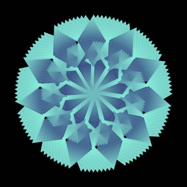 Bir çiçek yıldızı şeklinde soyut dairesel spiral desen. Mavi Dairesel Sarmal