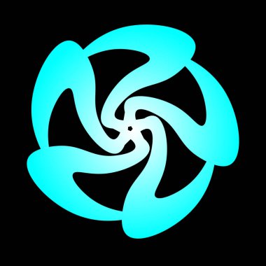 Bir çiçek yıldızı şeklinde soyut dairesel spiral desen. Mavi Su Dönüşümleri