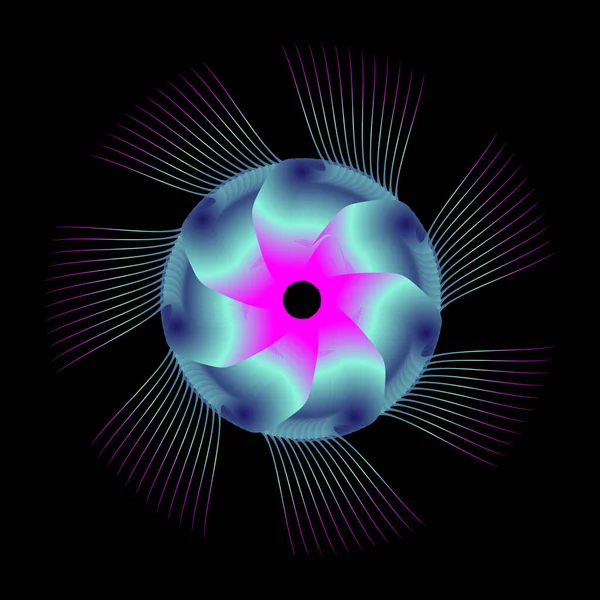 花星の形をした円形の螺旋状の模様 青い紫色の円状の螺旋の遷移 — ストックベクタ