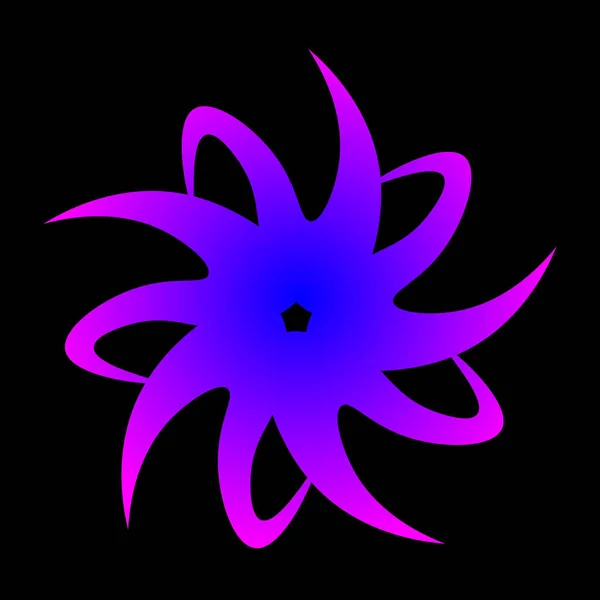花星の形をした円形の螺旋状の模様 パープルブルーの推移 — ストックベクタ