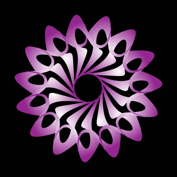 花星の形をした円形の螺旋状の模様 バイオレット円形スパイラル遷移 — ストックベクタ