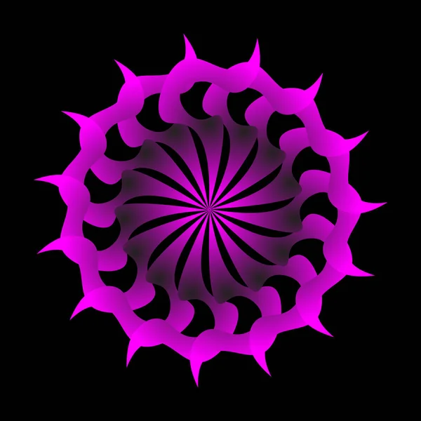 花星の形をした円形の螺旋状の模様 ダークピンク円状のスパイラルの遷移 — ストックベクタ