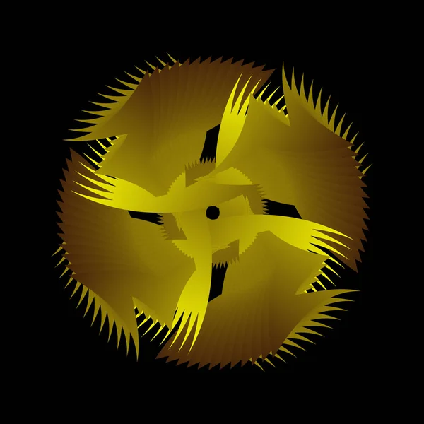Bir Çiçek Yıldızı Şeklinde Soyut Dairesel Spiral Desen Sarı Kahverengi — Stok Vektör