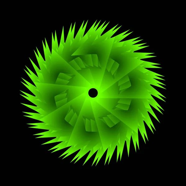 Abstract Cirkelvormig Spiraalpatroon Vorm Van Een Bloemenster Groene Circulaire Spiraal — Stockvector