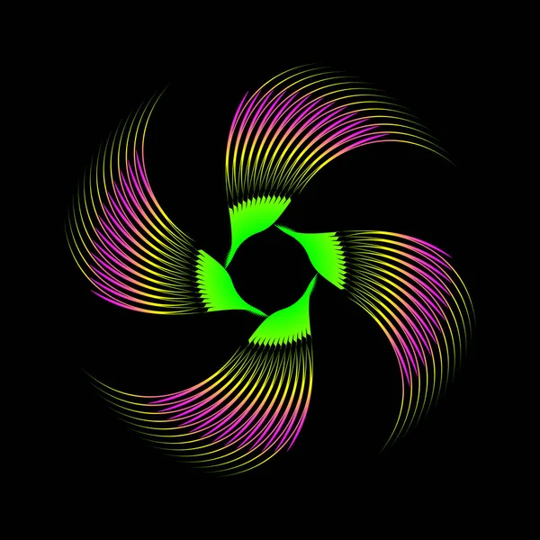 Abstraktes Kreisförmiges Spiralmuster Form Eines Blütensterns Pfauenfedern Kreisförmigen Spiralförmigen Übergang — Stockvektor