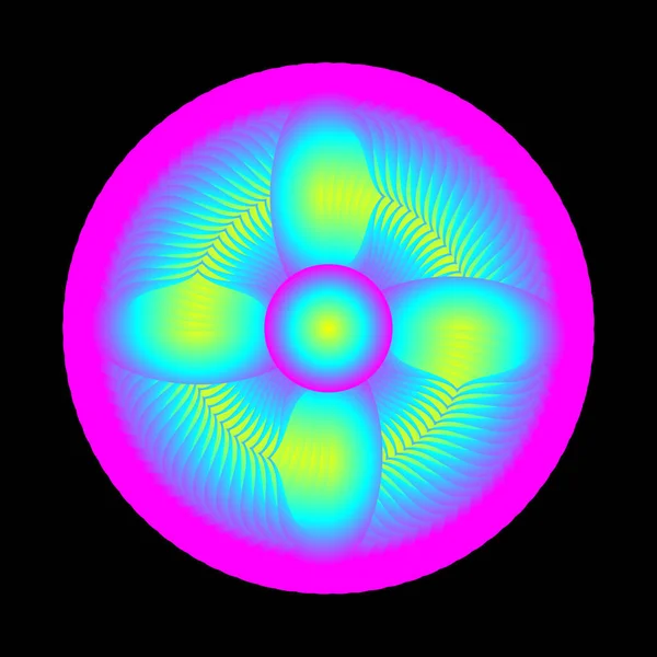 花星の形をした円形の螺旋状の模様 紫色の丸みを帯びた螺旋転移 — ストックベクタ