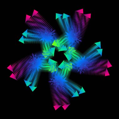 Bir çiçek yıldızı şeklinde soyut dairesel spiral desen. Bozulma dairesel spiral geçiş. Benzersiz dairesel spiral