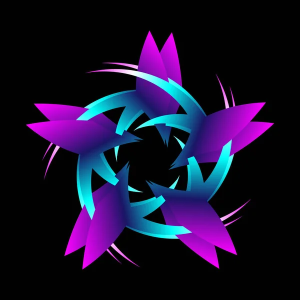 Абстрактный Спиральный Узор Виде Цветочной Звезды Синий Фиолетовый Круговой Спиральный — стоковый вектор