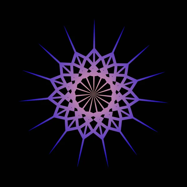 花星の形をした円形の螺旋状の模様 紫の色で星の円形のスパイラル遷移 円形遷移を持つらせん状の星のグリッドベクトル画像 — ストックベクタ