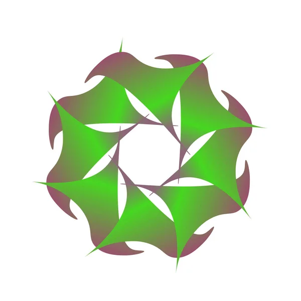 緑色に包まれた花の形をした抽象円記号 — ストックベクタ