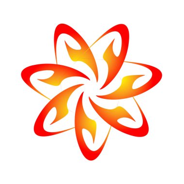 Yaratıcı logo yıldızı çiçeği turuncu renk spirograf yakma stili