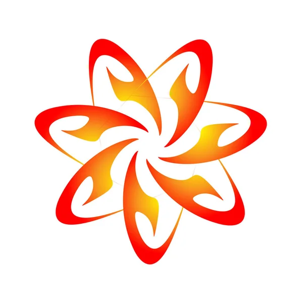 Креативный Логотип Звезды Цветок Оранжевый Цвет Спирограф Горящий Стиль — стоковый вектор