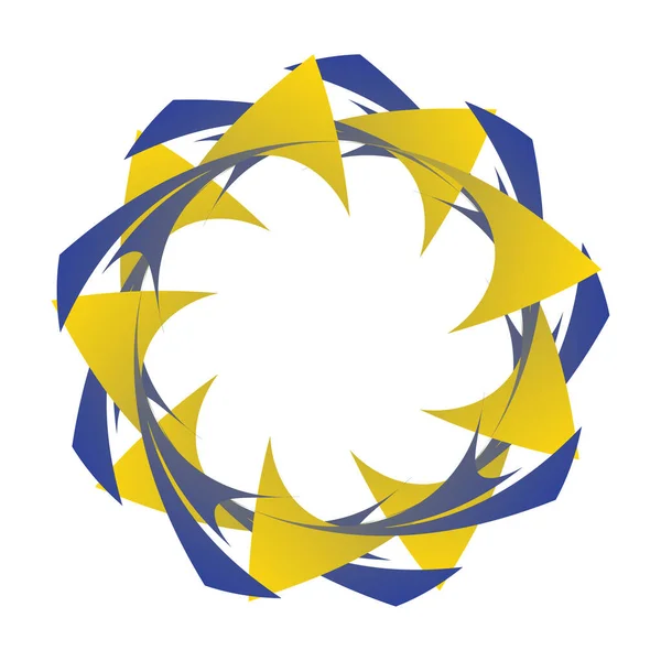 Spirographe Cercle Est Forme Fleur Étoile Recouvert Jaune Bleu — Image vectorielle