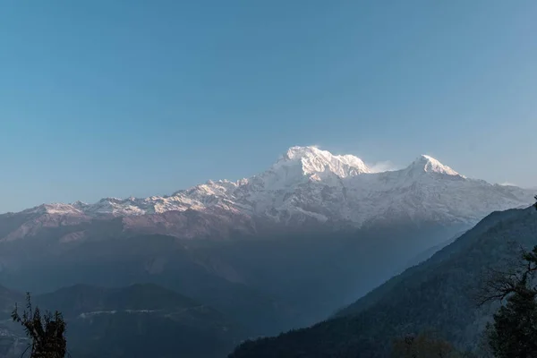 Annapurna Söderut Och Stenpyramid Tidig Morgon Utsikt Över Annapurna Söder — Stockfoto