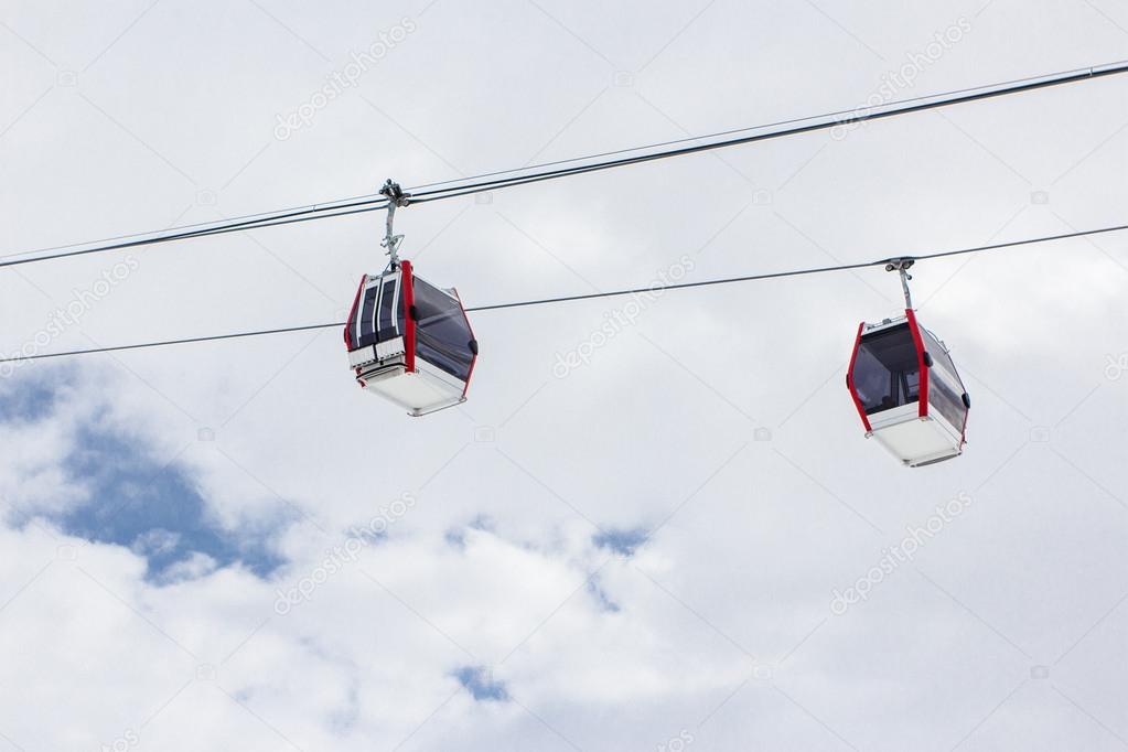 Chairlifts in front of ski resort of Gudauri, Georgia