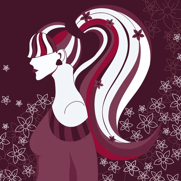 Fille aux cheveux longs — Image vectorielle