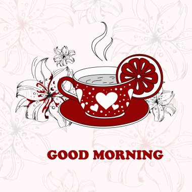 Limonlu çay fincan vektör