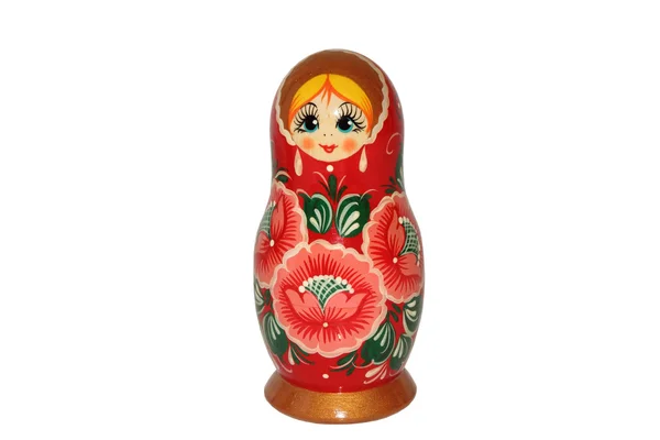 Russo matryoshka boneca no fundo branco — Fotografia de Stock