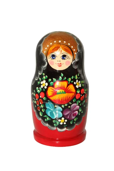 Russo matryoshka boneca no fundo branco — Fotografia de Stock