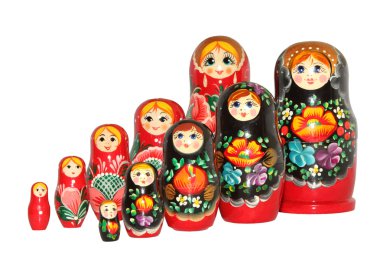 Rus matreshka bebek beyaz arka plan üzerinde