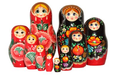 Rus matreshka bebek beyaz arka plan üzerinde