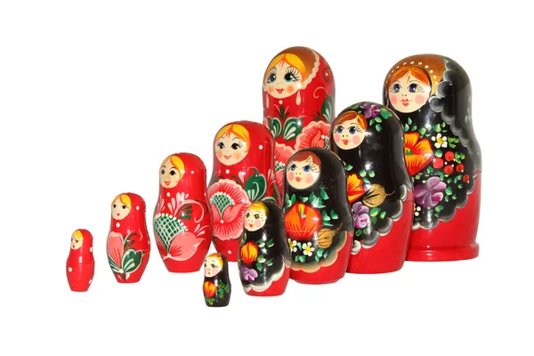 Russo matreshka boneca no fundo branco — Fotografia de Stock