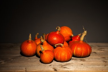 Grup turuncu kabak ahşap