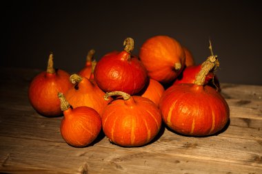 Grup turuncu kabak ahşap
