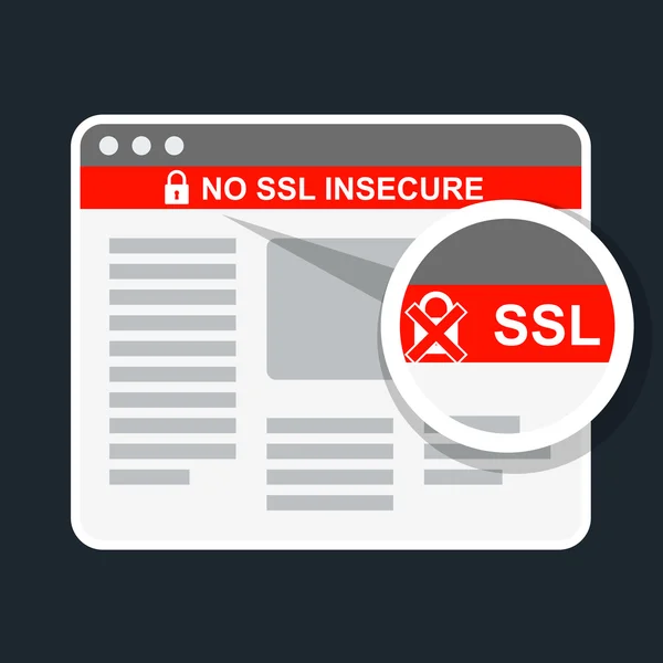 Nezabezpečené webové stránky bez certifikátu ssl — Stockový vektor