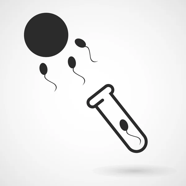 Sperm and test tube - artificial impregnation icon — Stock Vector