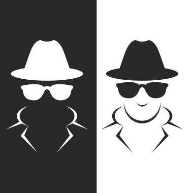 Undercover agent or spy - private detective icon clipart