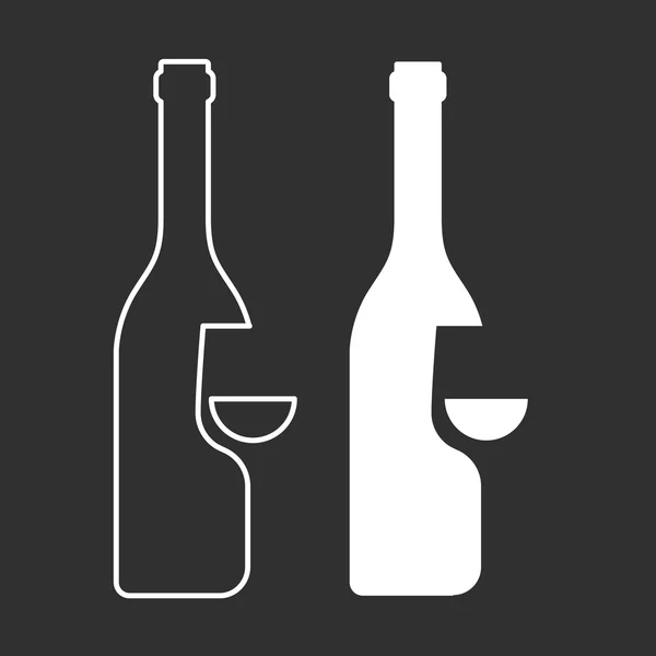 Symbol für Weinproben - Flaschen- und Glassilhouette — Stockvektor
