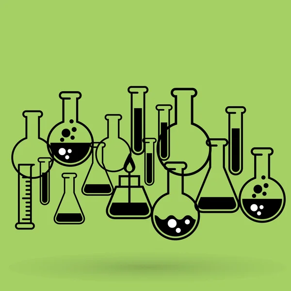 Fondo de laboratorio químico con tubos de ensayo y frascos — Foto de Stock