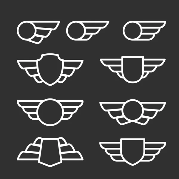 Insignias y emblemas alados en estilo simple — Vector de stock