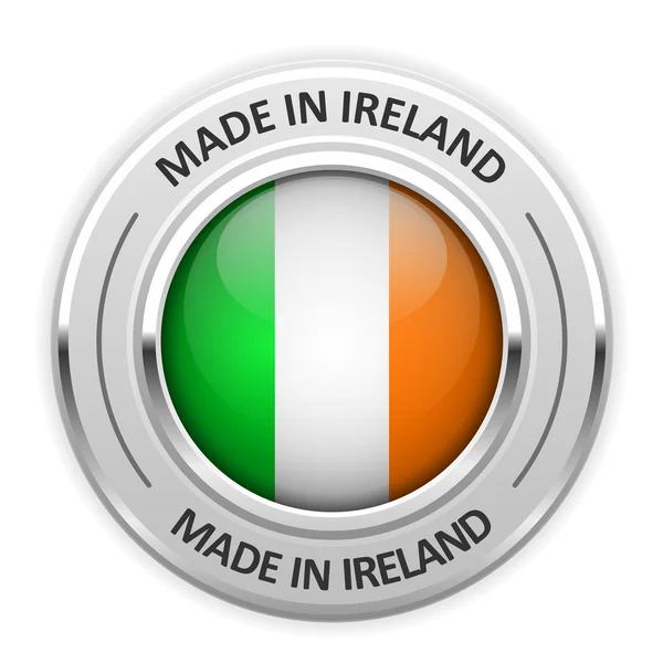 Silver medal Made in Ireland with flag — Stock Vector