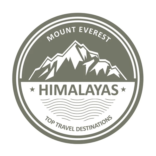 大雪山喜马拉雅山脉的珠穆朗玛峰标签或印戳 — 图库矢量图片