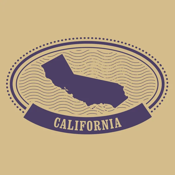 椭圆形邮票与加州剪影-Ca 状态标签 — 图库矢量图片