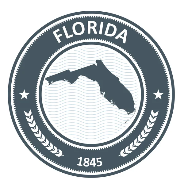 带有州地图等高线的佛罗里达邮票 — 图库矢量图片