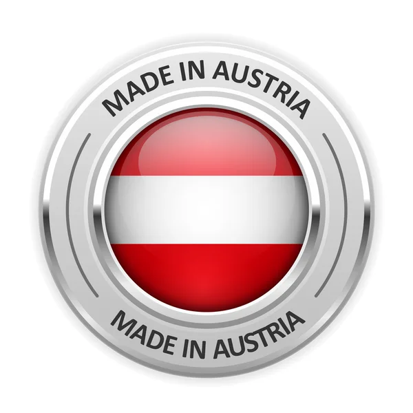 Srebrny medal Made in Austria z flagą — Wektor stockowy