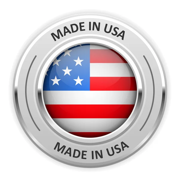 Srebrny medal Made in Usa z flagą — Wektor stockowy