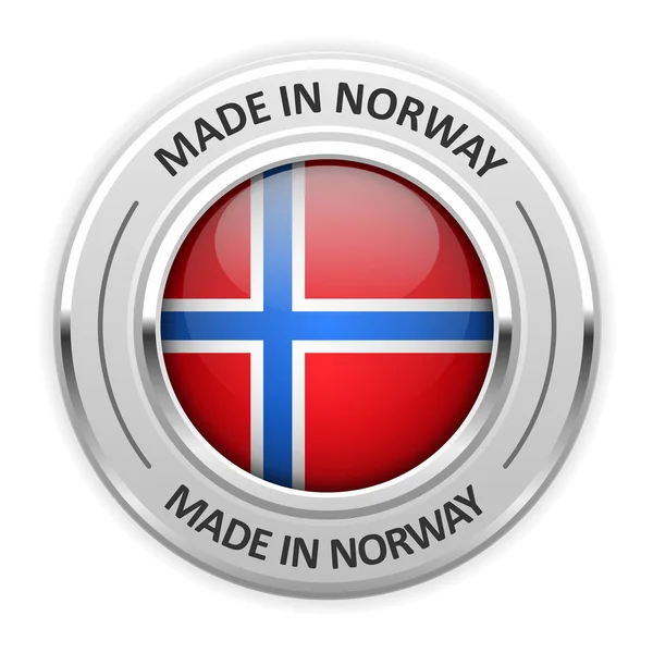 Srebrny medal wykonane w Norwegii z flagą — Wektor stockowy