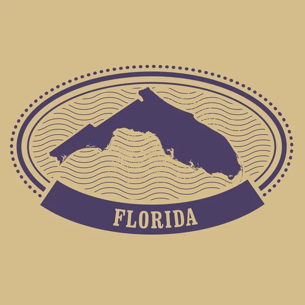 椭圆形邮票与佛罗里达州剪影-Fl 标签 — 图库矢量图片