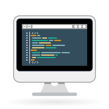 Programming and coding icon - website development on screen clipart svg vector 