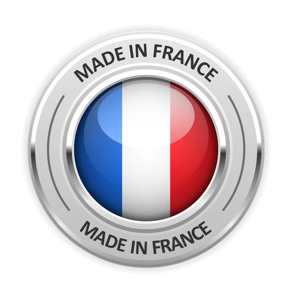 Medalha de prata Made in France com bandeira — Vetor de Stock