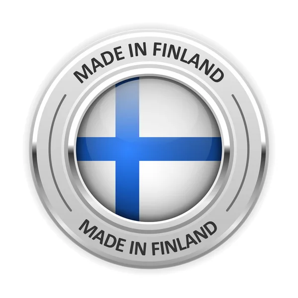 Srebrny medal wykonany w Finlandii z flagą — Wektor stockowy