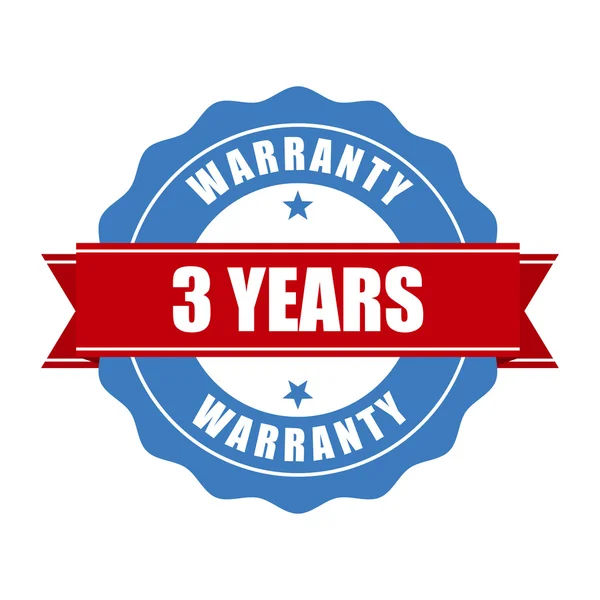 Three years warranty seal - round stamp — Stock Vector
