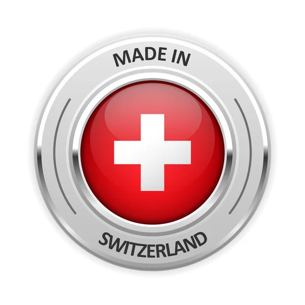 Srebrny medal Made in Switzerland z flagą — Wektor stockowy