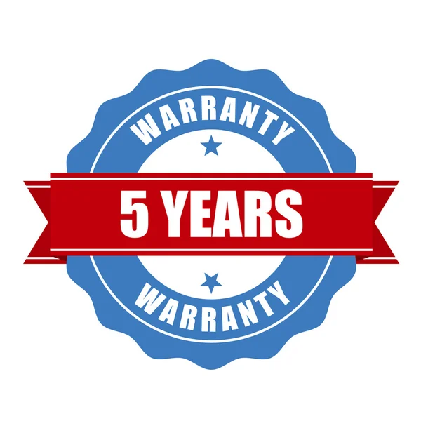Five years warranty seal - round stamp — Stock Vector