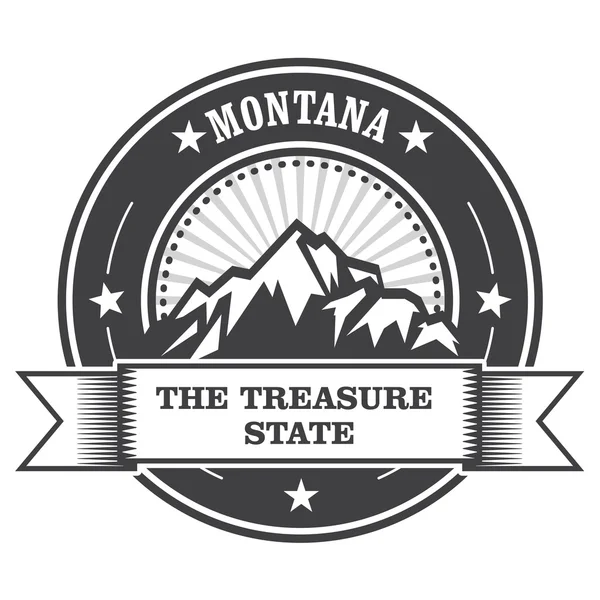 Montana Mountains - Etiqueta del sello del Tesoro del Estado — Vector de stock
