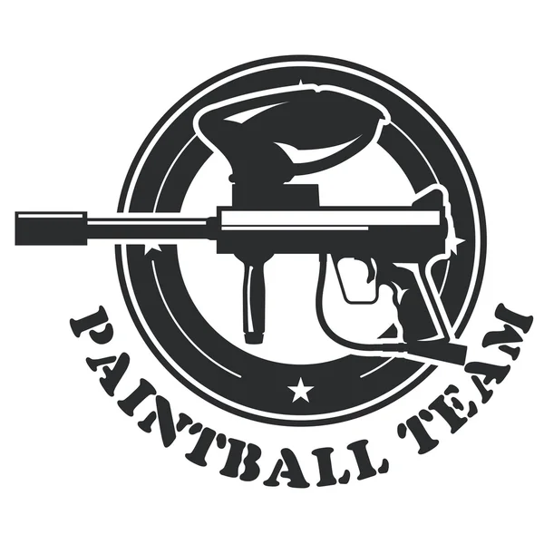 Emblème de Paintball avec marqueur - pistolet de paintball — Image vectorielle